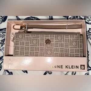 Anne Klein Beige Patterned Wristlet
